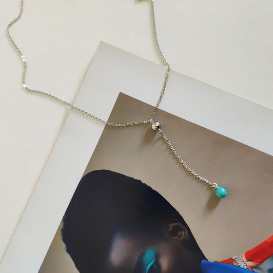 Silver necklace with turquoise