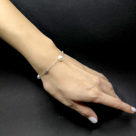 Серебряный браслет с жемчугом