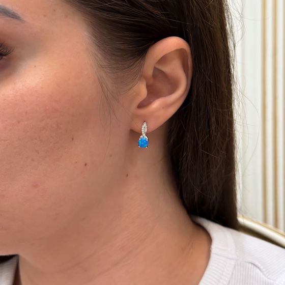 Silver earrings with opal and cubic zirconia
