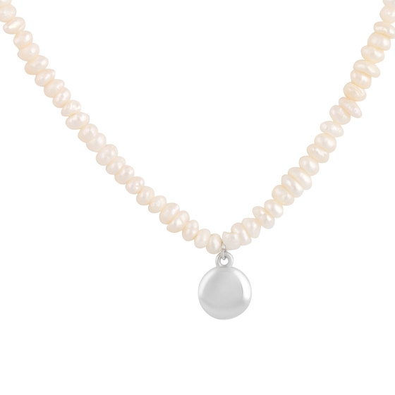 Silver necklace with baroque pearls