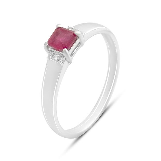 Silver ring with a 0.519-carat ruby and cubic zirconia