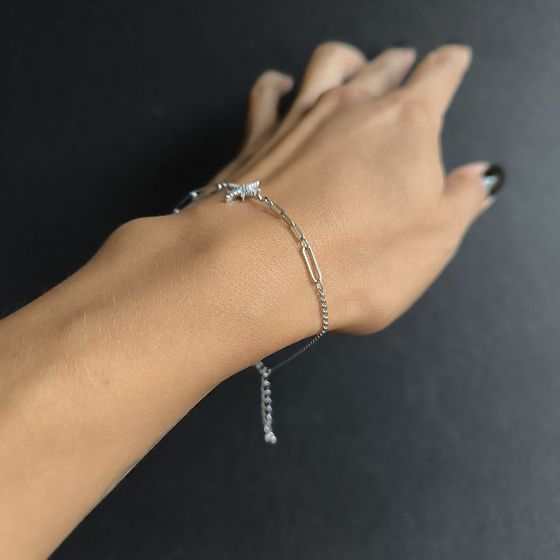 Silver bracelet with phianites