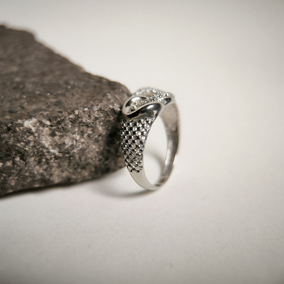 Silver ring with cubic zirconia