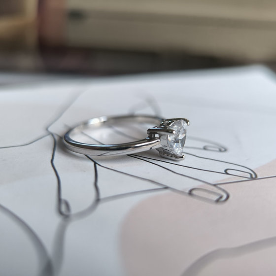 Silver ring with cubic zirconia