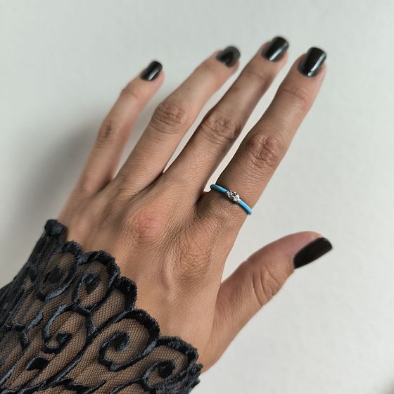 Silver ring with phianites, semallu