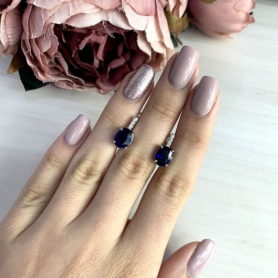 Срібні сережки з сапфіром nano