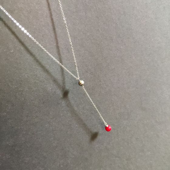 Silver necklace with coral