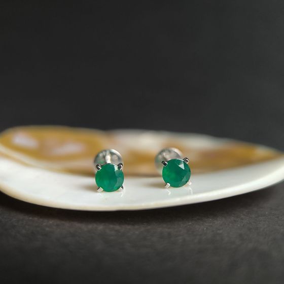 Срібні сережки з агатом 0,87 карата