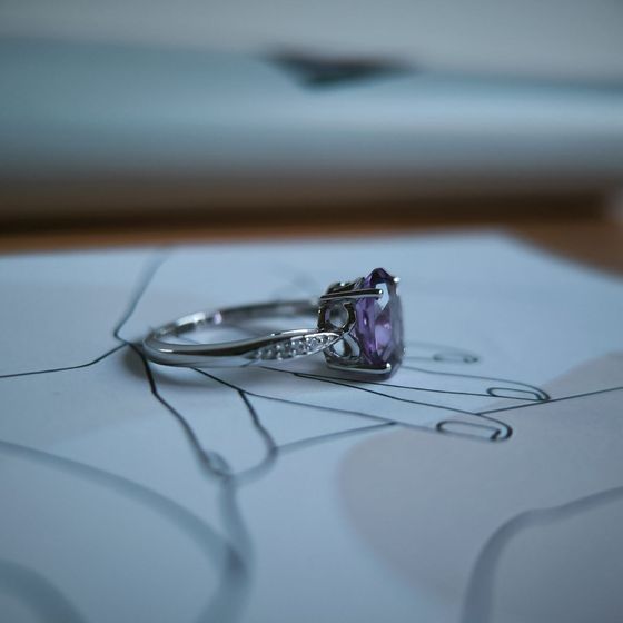 Silver ring with amethyst