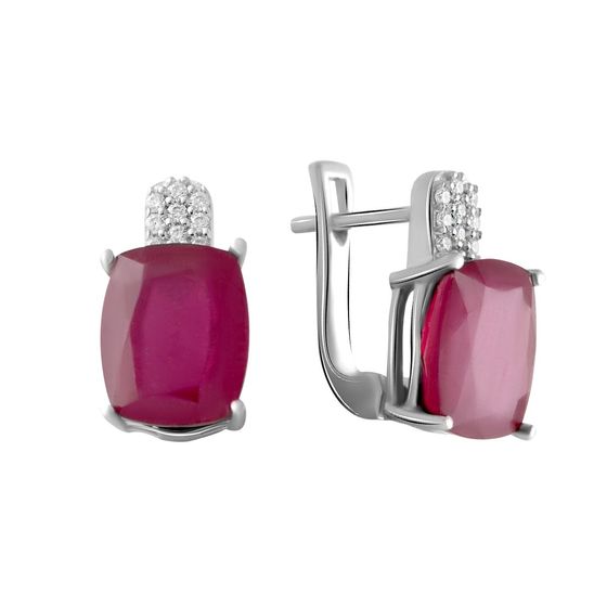 Silver earrings with a ruby