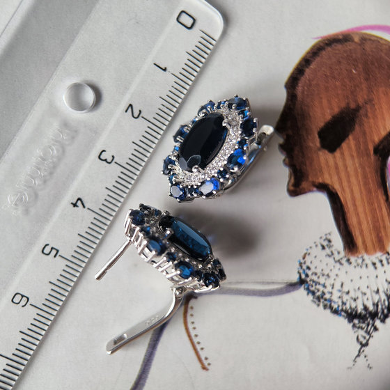 Silver earrings with nano sapphire 9.87ct