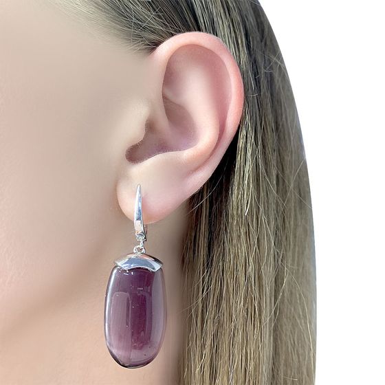 Серебряные серьги с кошачьим глазом