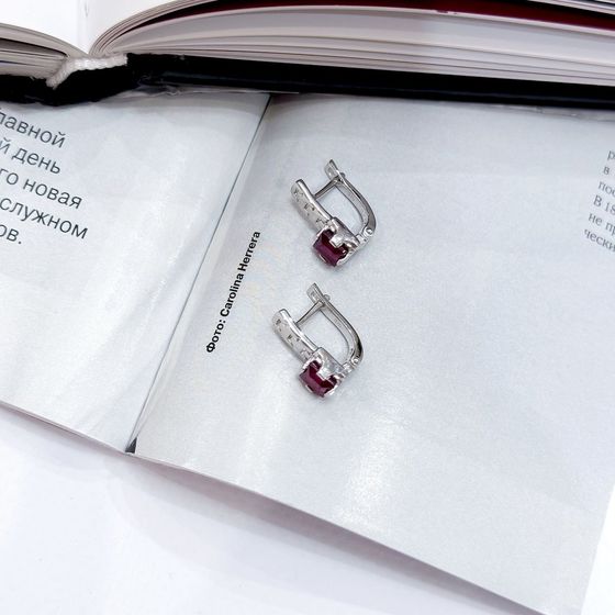 Silver earrings with ruby 1.76ct
