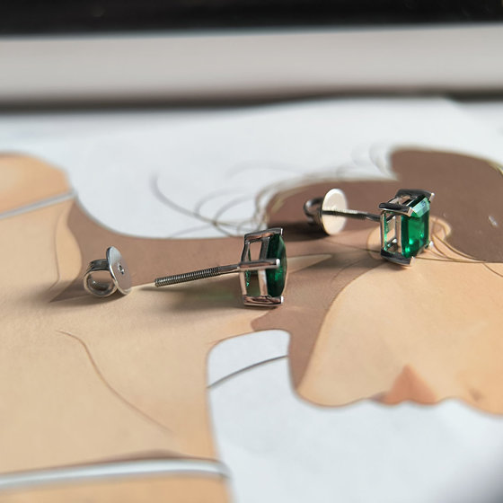 Срібні сережки з смарагдом nano 1.7ct