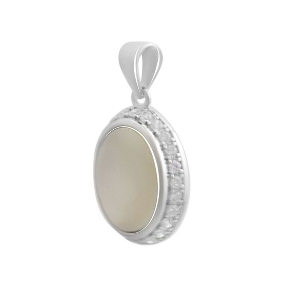 Срібна підвіска з фіанітами, перламутром