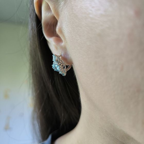 Серебряные серьги с топазом 4.108ct