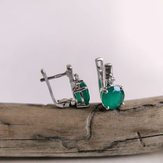 Серебряные серьги с агатом 3.648ct