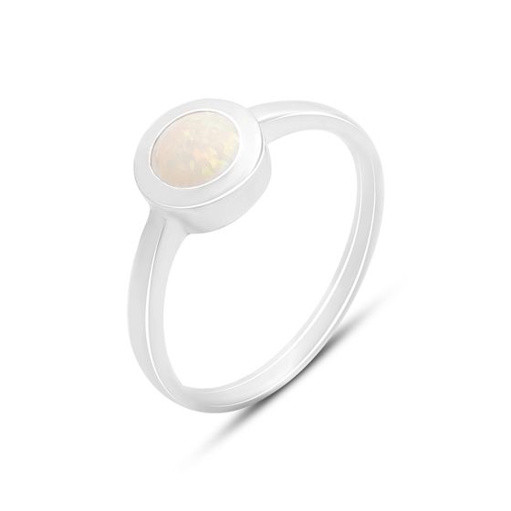 Silver ring with an opal