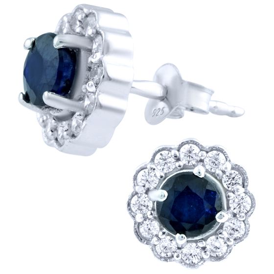 Серебряные серьги с сапфиром