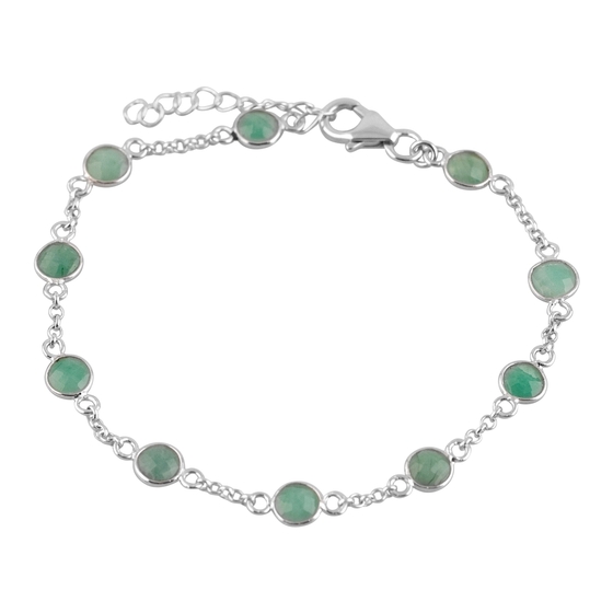 Silver bracelet with emerald