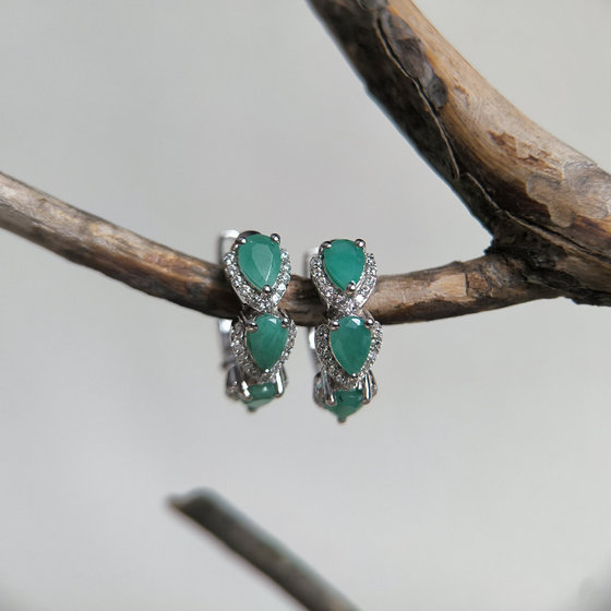 Срібні сережки з смарагдом 2.864ct