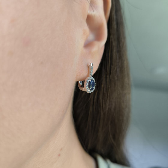 Серебряные серьги с сапфиром 2.04ct
