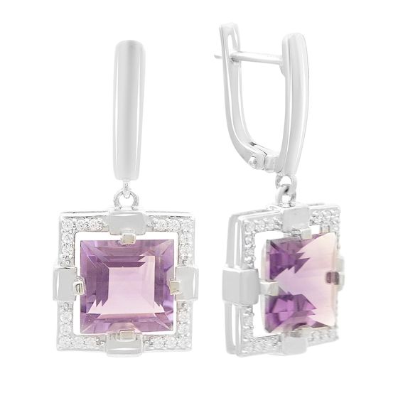 Срібні сережки з аметистом 9.4ct