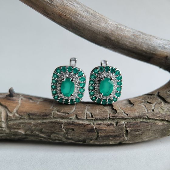 Срібні сережки з агатом 3.033ct