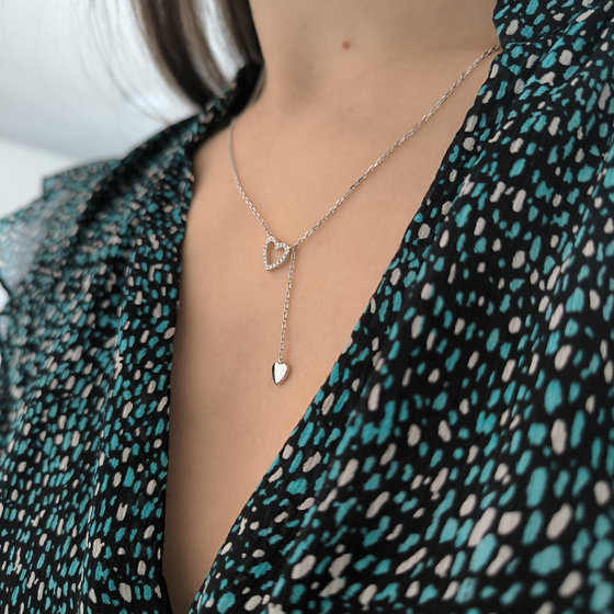 Silver necklace with cubic zirconia