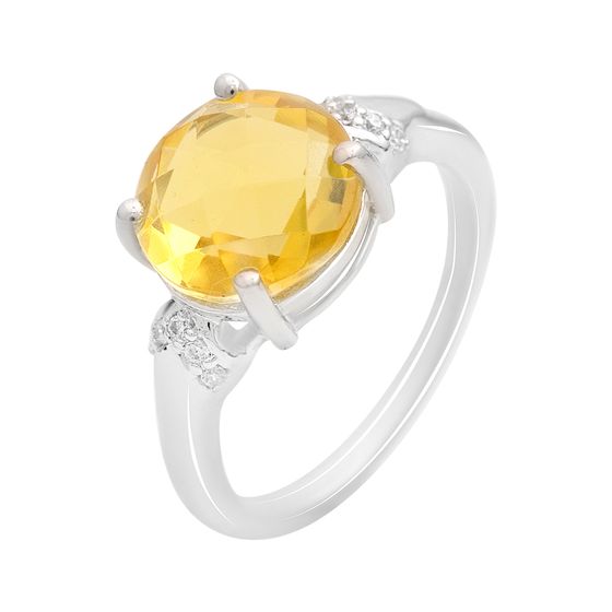 Серебряное кольцо с цитрином nano 3.58ct, фианитами