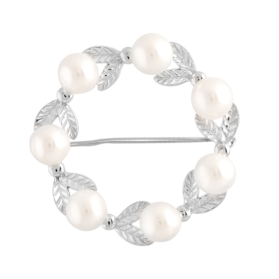 Silver brooch with pearls