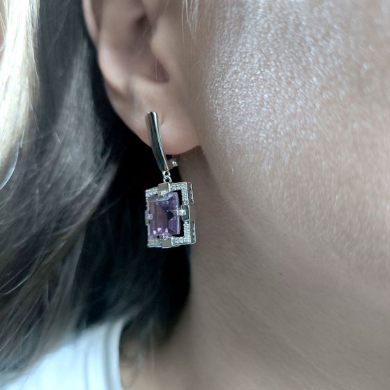 Срібні сережки з аметистом 9.4ct