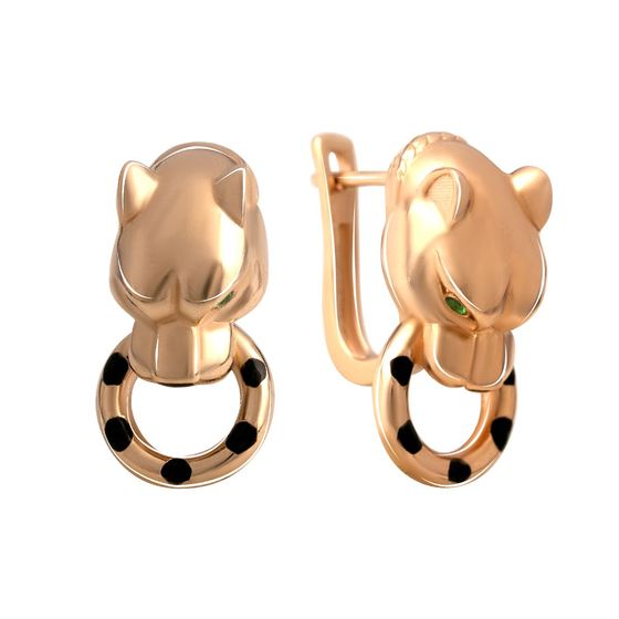 Золоті сережки з фіанітами 0.04ct, емаллю