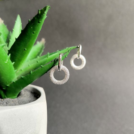 Срібні сережки з фіанітами