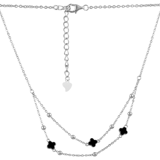 Silver necklace with onyx