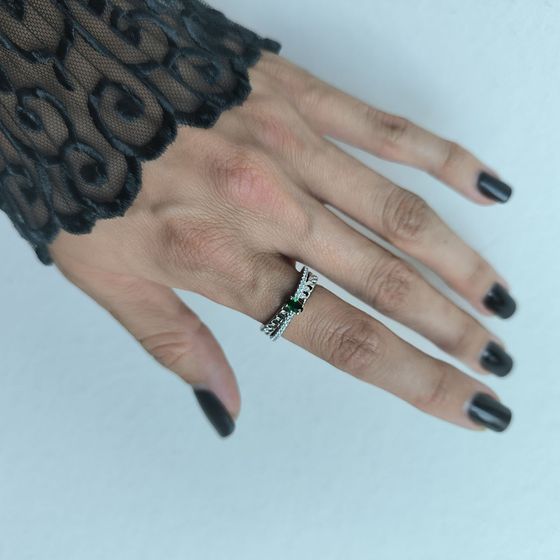 Срібна каблучка зі смарагдом nano 0.518ct