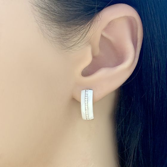 Silver earrings with ceramics