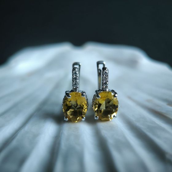 Silver Earrings with Citrine (nano)