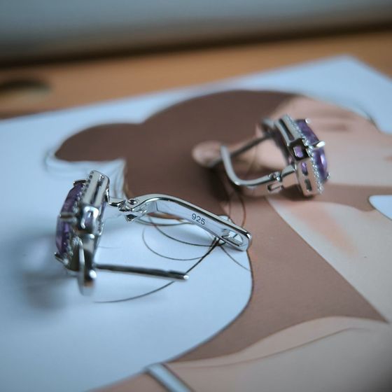 Серебряные серьги с аметистом