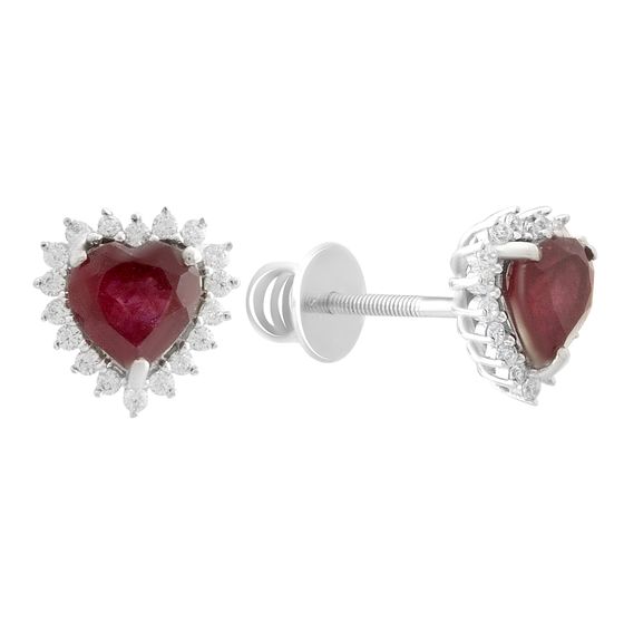 Серебряные серьги с рубином 2.867ct