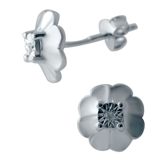 Серебряные серьги с бриллиантом