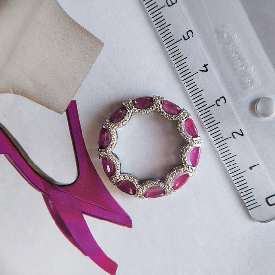 Срібне кільце з рубіном 8.664ct, фіанітами