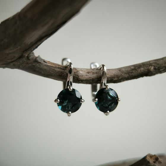 Silver earrings with topaz London Blue
