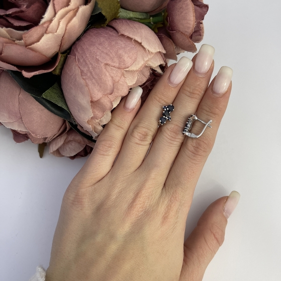 Серебряные серьги с сапфиром 2.32ct
