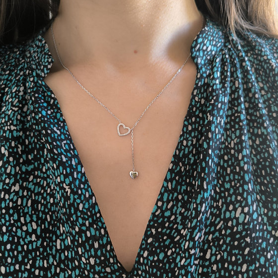 Silver necklace with cubic zirconia