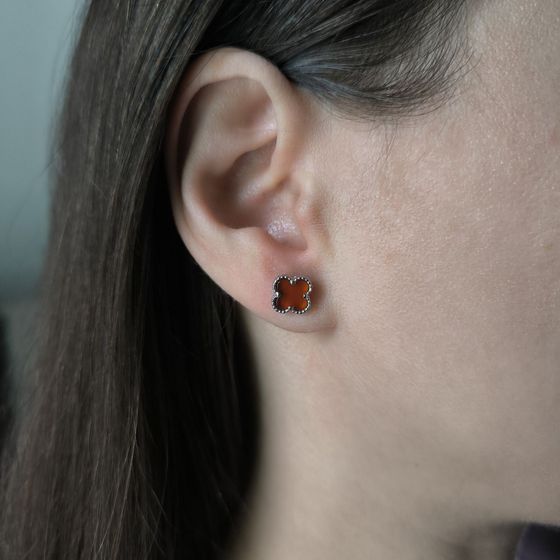 Silver earrings with agate