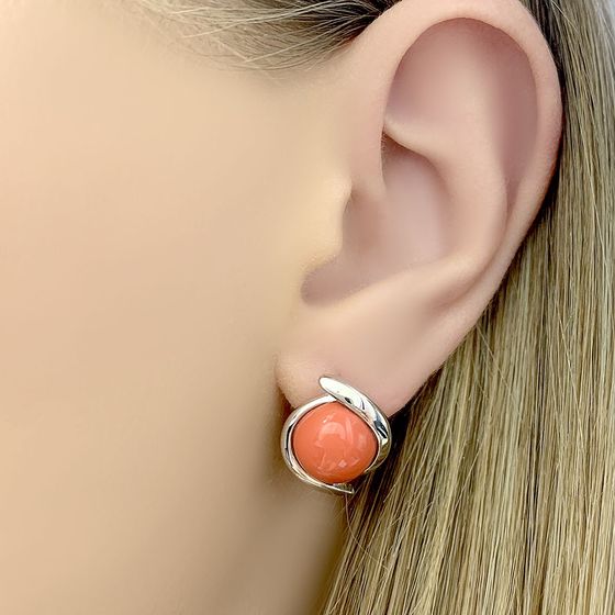 Серебряные серьги с кораллом
