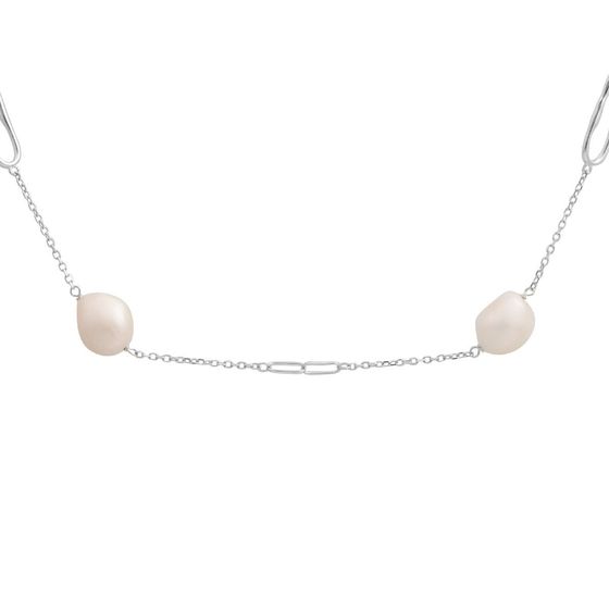 Silver necklace with baroque pearls
