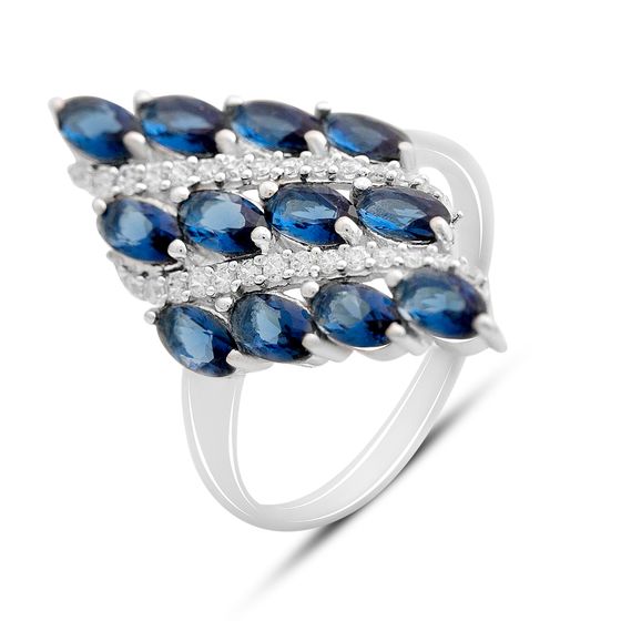 Silver ring with nano 2.435ct sapphire