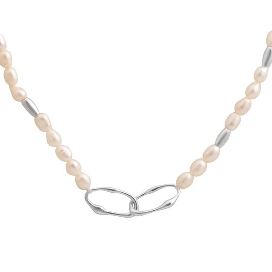 Срібне кольє з перлами бароковими